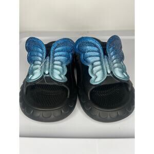 NWT Butterfly Black And Blue Slides
